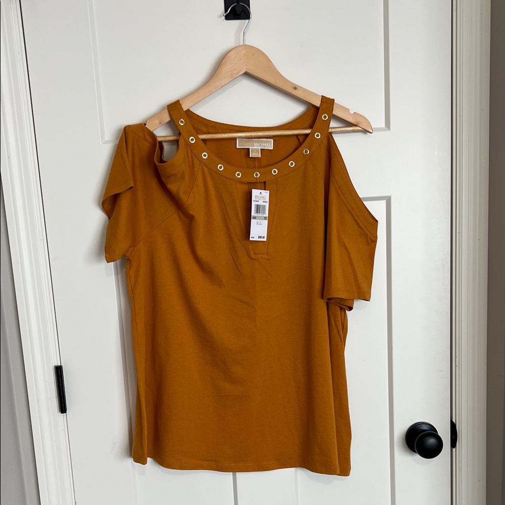 Michael Kors Size 1x Marigold yellow Cold Shoulder Blouse